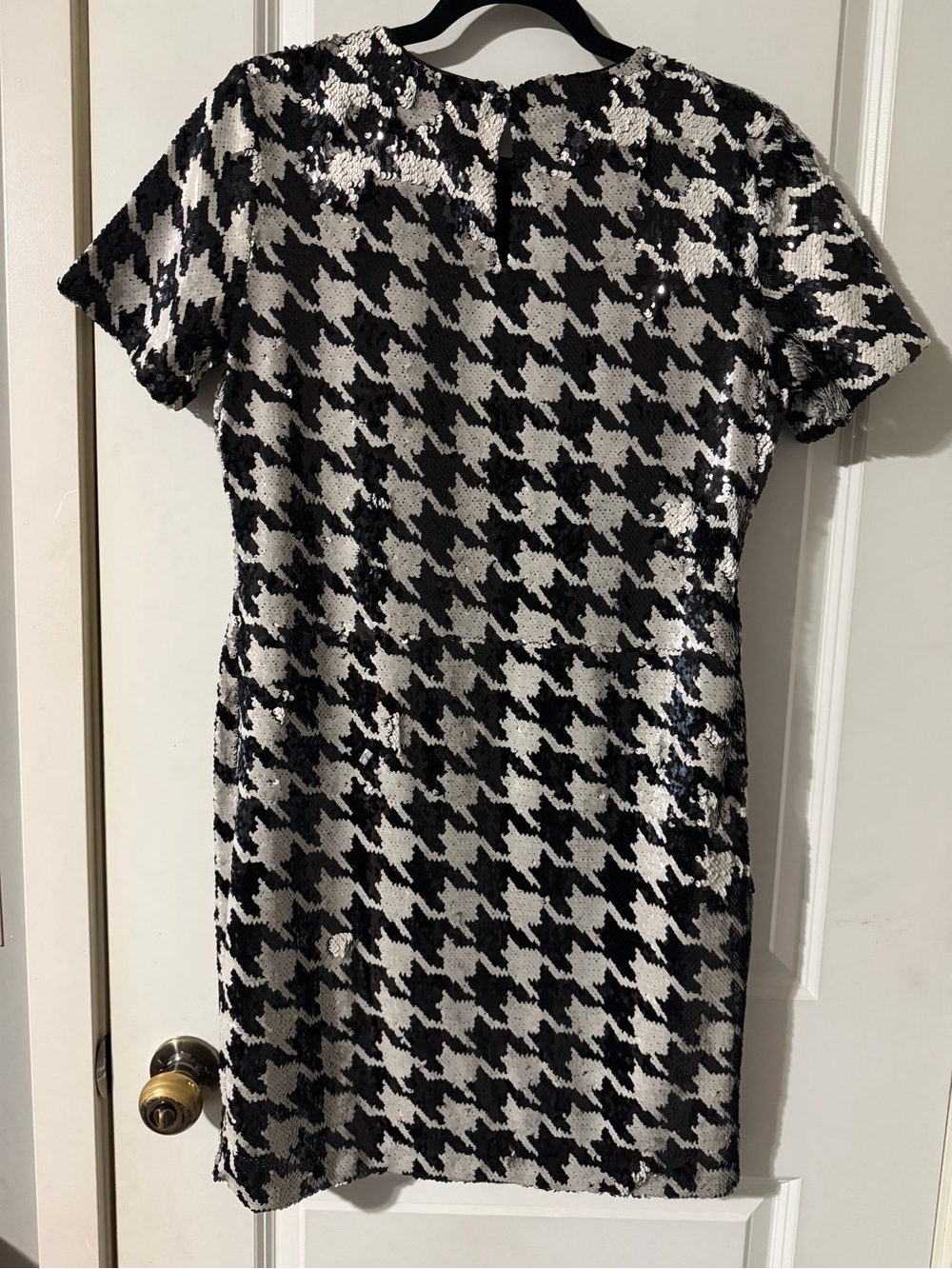Ann Taylor Black and White Houndstooth Sequin Dress